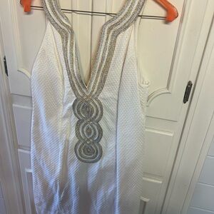Lilly Pulitzer White and Gold Mini Dress